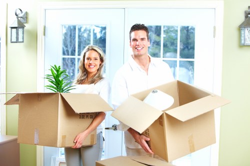 Local office movers handling desks and boxes in a Bayswater commercial move