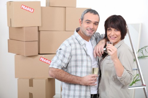 Packed boxes and furniture prepared for a Bayswater house move